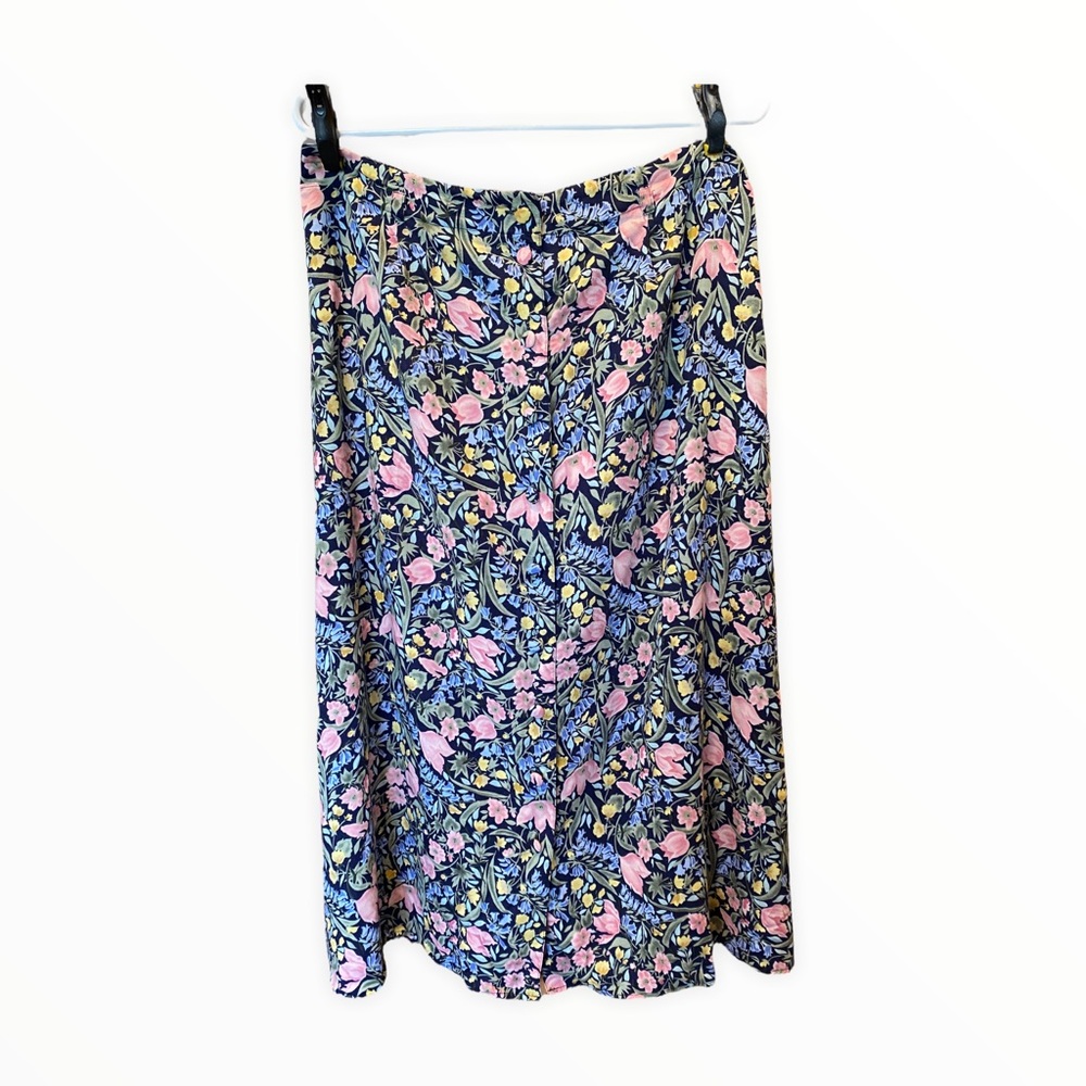 Floral Spring Button Midi Skirt